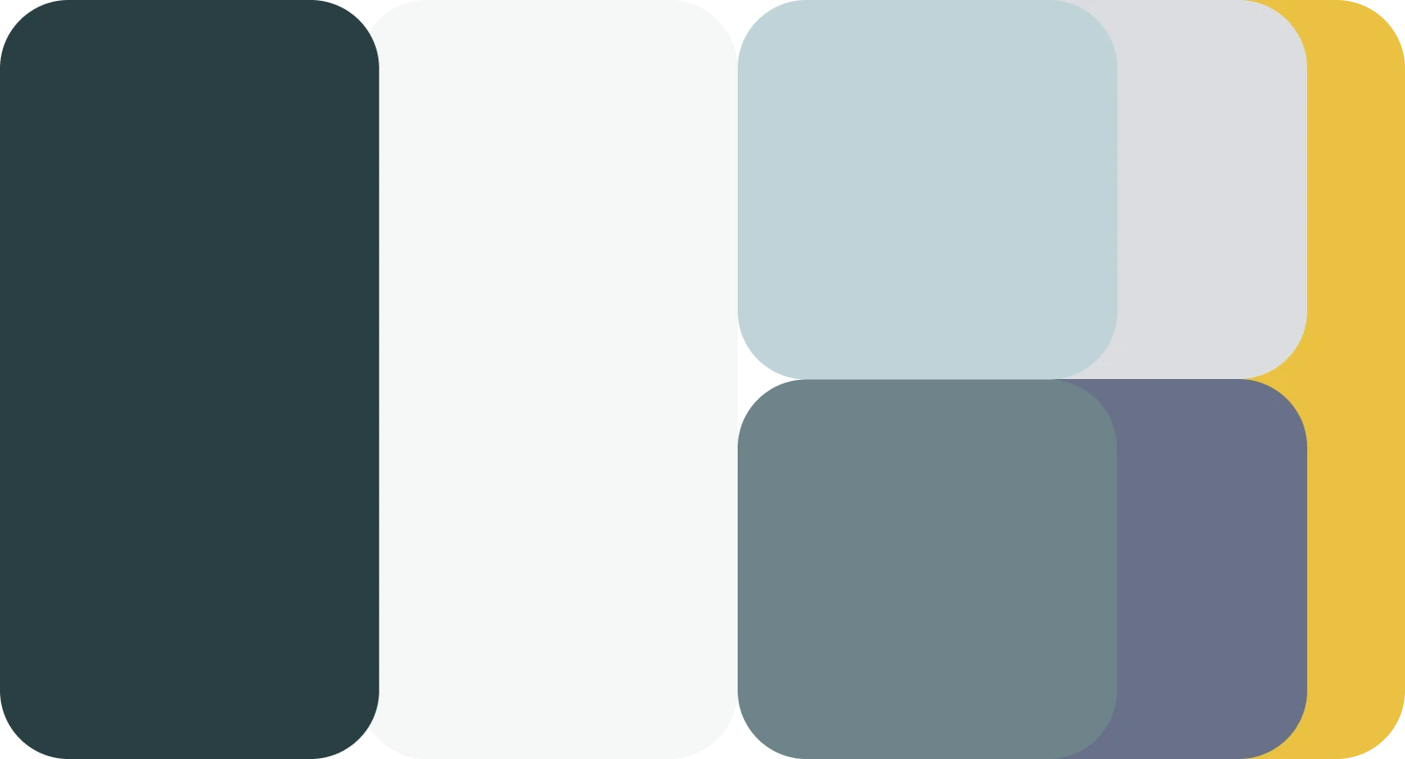 Paleta kolorów Restimation — granat, żółty, pastele