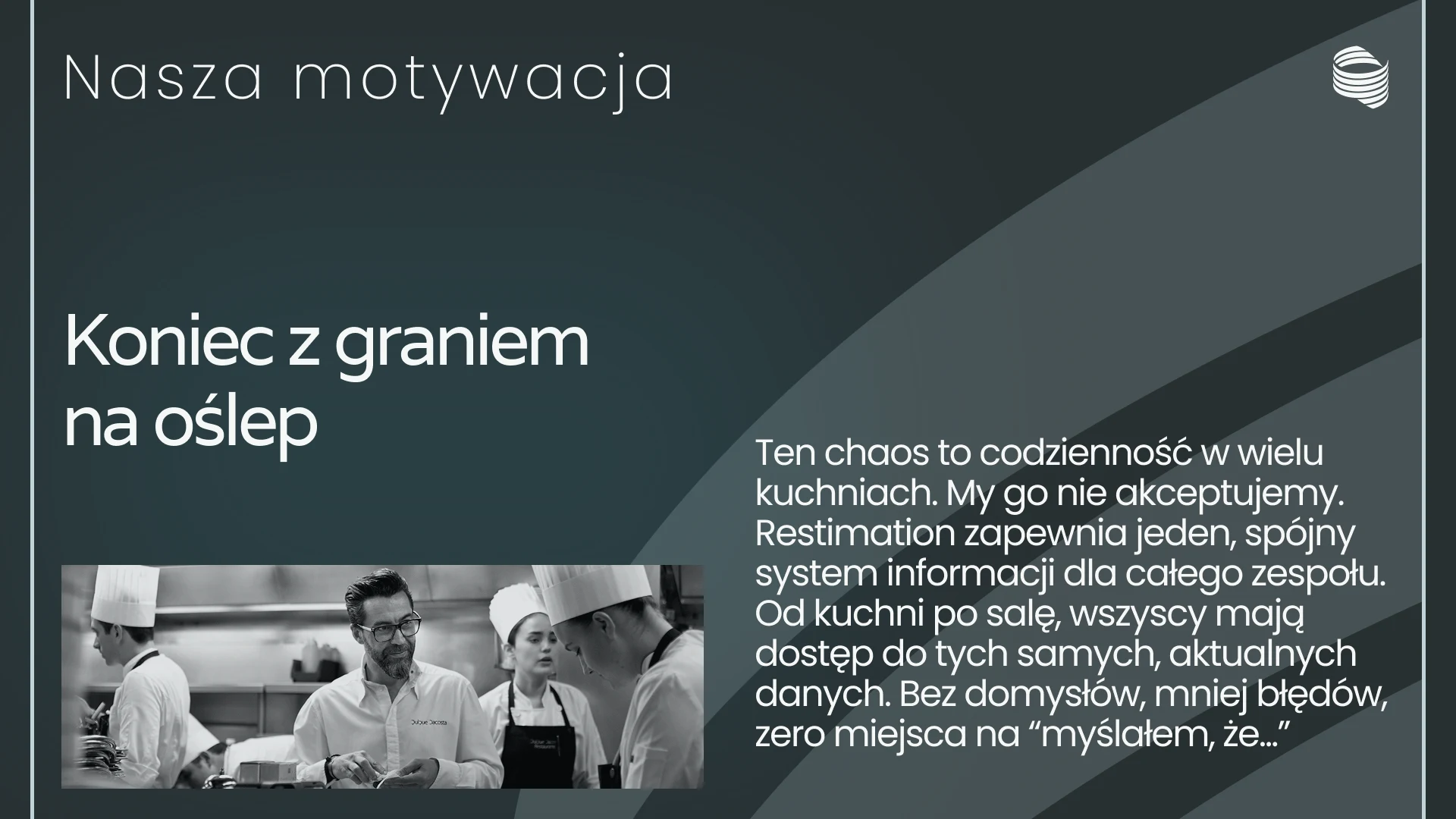 Slajd manifestu Restimation — „Koniec z graniem na oślep"